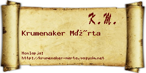 Krumenaker Márta névjegykártya